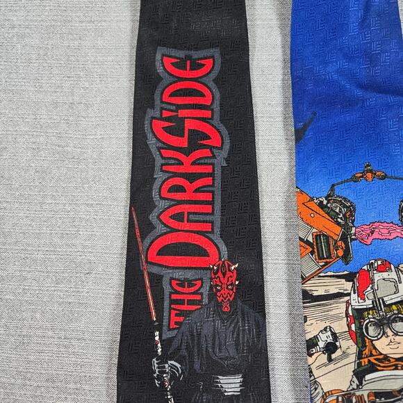 PAIR Ralph Marlin Star Wars 1999 VTG Neck Ties Sith Dark Side Race to Freedom - Picture 3 of 9